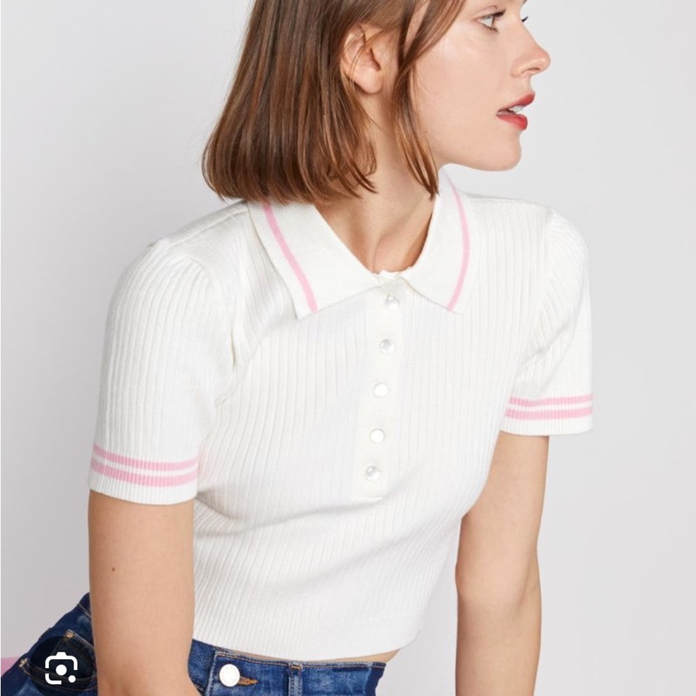 Cynthia Rowley
Rib-Knit Polo Crop Top